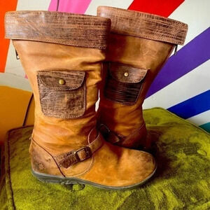 Ruffhewn Womens Leather Boots with Side Pocket! Distressed Size 9 EUC!